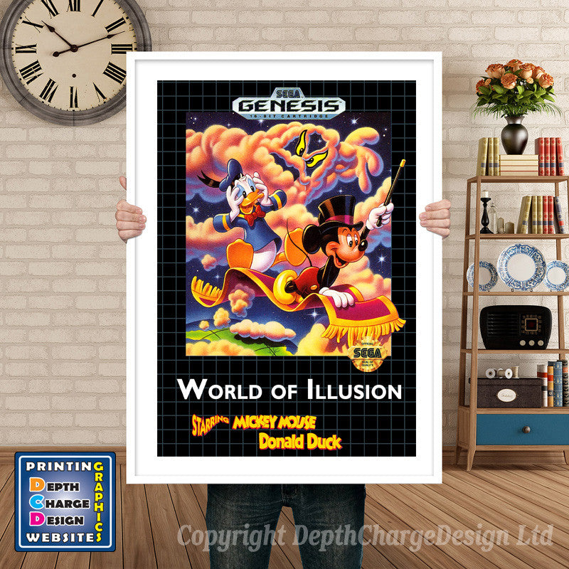World Of Illusion - Sega Megadrive Inspired Retro Gaming Poster A4 A3 A2 Or A1