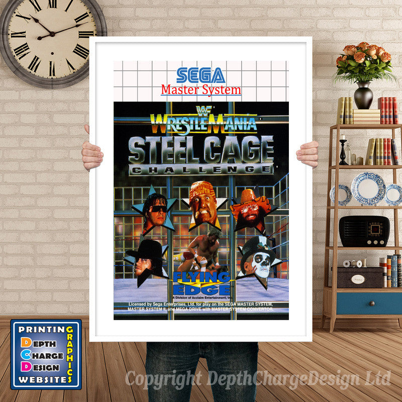 Wwf Wrestlemania Steel Cage Challenge 2 Inspired Retro Gaming Poster A4 A3 A2 Or A1