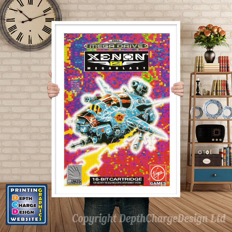Xenon 2 Mega Blast Pal - Sega Megadrive Inspired Retro Gaming Poster A4 A3 A2 Or A1