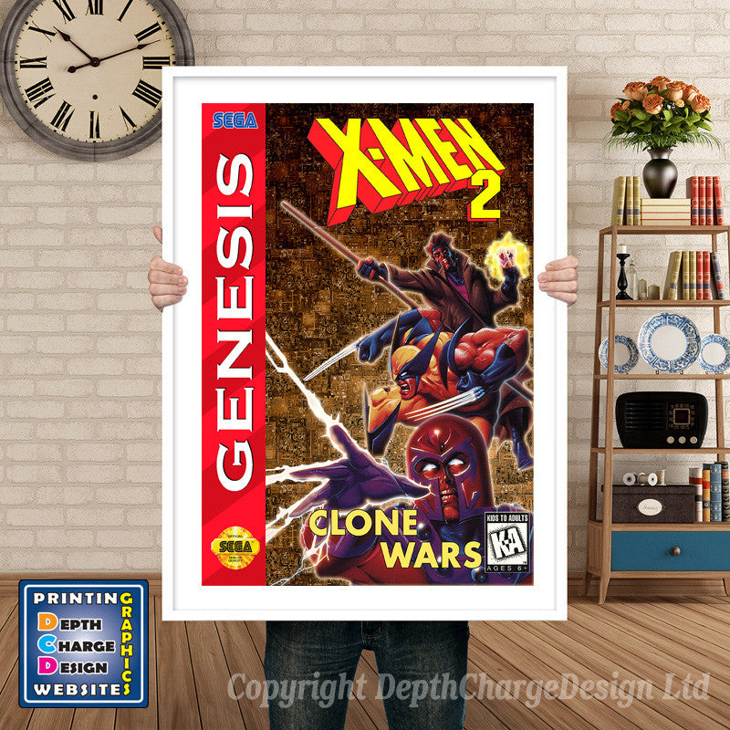Xmen 2 Clonewars - Sega Megadrive Inspired Retro Gaming Poster A4 A3 A2 Or A1