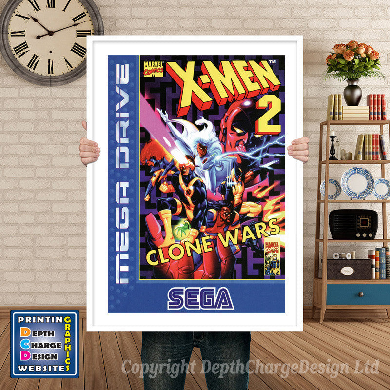 Xmen 2 Clonewars Eu - Sega Megadrive Inspired Retro Gaming Poster A4 A3 A2 Or A1