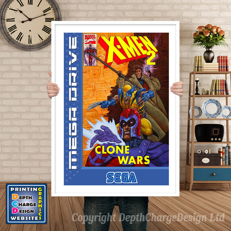 Xmen 2 Clonewars Gb - Sega Megadrive Inspired Retro Gaming Poster A4 A3 A2 Or A1